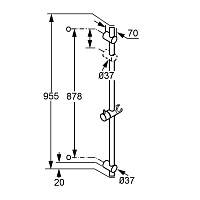 Kludi A-QA Душевая штанга 95,5 см, без шланга, цвет: хром 6564105-00