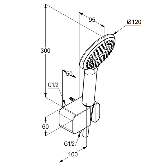 Kludi Freshline Душевой гарнитур: душевая лейка 1 вид струи, держатель, шланг 125 см, цвет: белый 6787091-00