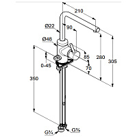 Kludi L-Ine Смеситель для кухни рычажный, высота излива 27,5 см, цвет: хром 428160577
