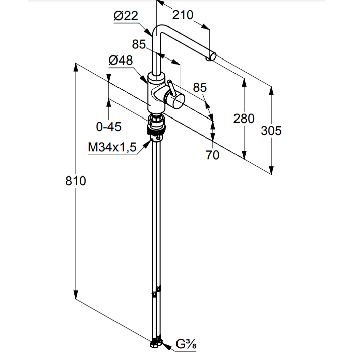 Kludi L-Ine Смеситель для кухни рычажный, высота излива 28 см, цвет: хром 428170577
