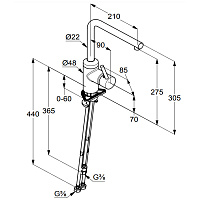 Kludi L-Ine Смеситель для кухни рычажный, высота излива 27,5 см, цвет: хром 428190577