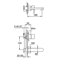Maier Chik Смеситель для раковины, встраиваемый, настенный, цвет: хром 68 302CR