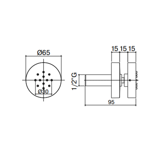 Maier Hydrotherapy Форсунка круглая Ø6,5см, настенная, цвет: хром 60 146CR