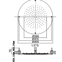 Maier Hydrotherapy Верхний душ Ø40 см, потолочный, цвет: хром 80 D400CR