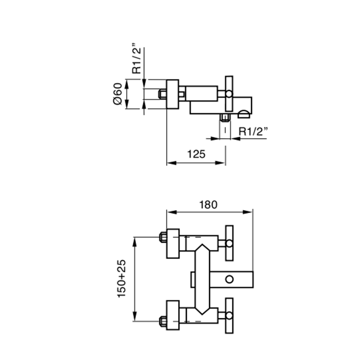 Maier Maxima Смеситель для ванны/душа, настенный, цвет: хром 40 012CR