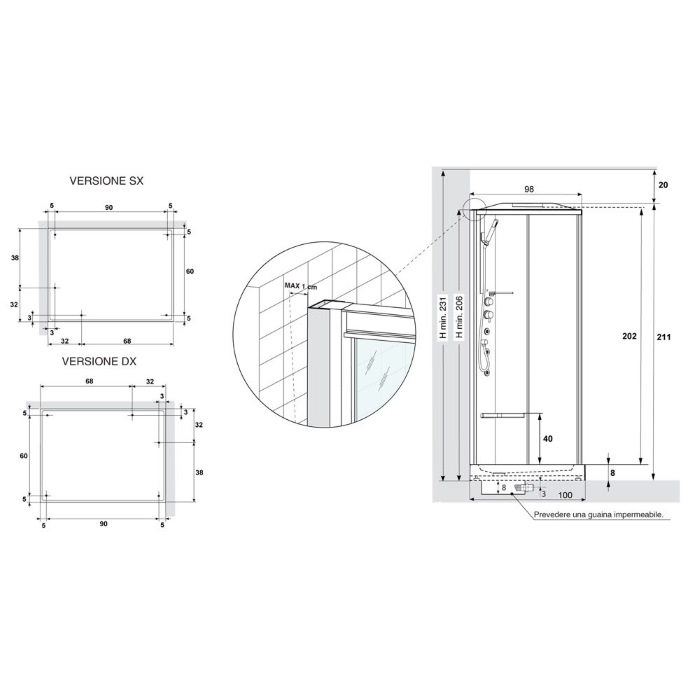 Hafro Sound Душевая кабина 100x70 см, угловая SX Comfort, цвет: зеркало 1SDC5S5
