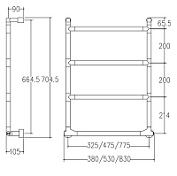 Margaroli Sereno 572 Полотенцесушитель электрический 53х70h (int 47,5) выкл справа, цвет: old copper 5724754OCB