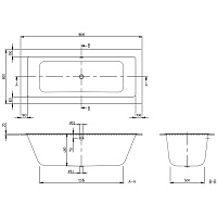 Villeroy & Boch Legato Ванна 180х80 см, прямоугольная, отдельностоящая, цвет: белый UBA180LEG2V01