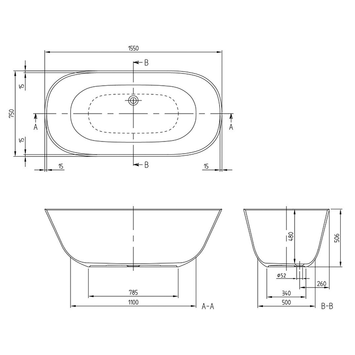 Villeroy & Boch Theano Ванна 155х75х50,6 см, отдельностоящая, цвет: альп. белый UBQ155ANH7F200V01