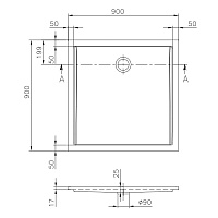 Villeroy & Boch Futurion Flat Душевой поддон квадратный 90х90х17 см, цвет: белый UDQ0900FFL1V01
