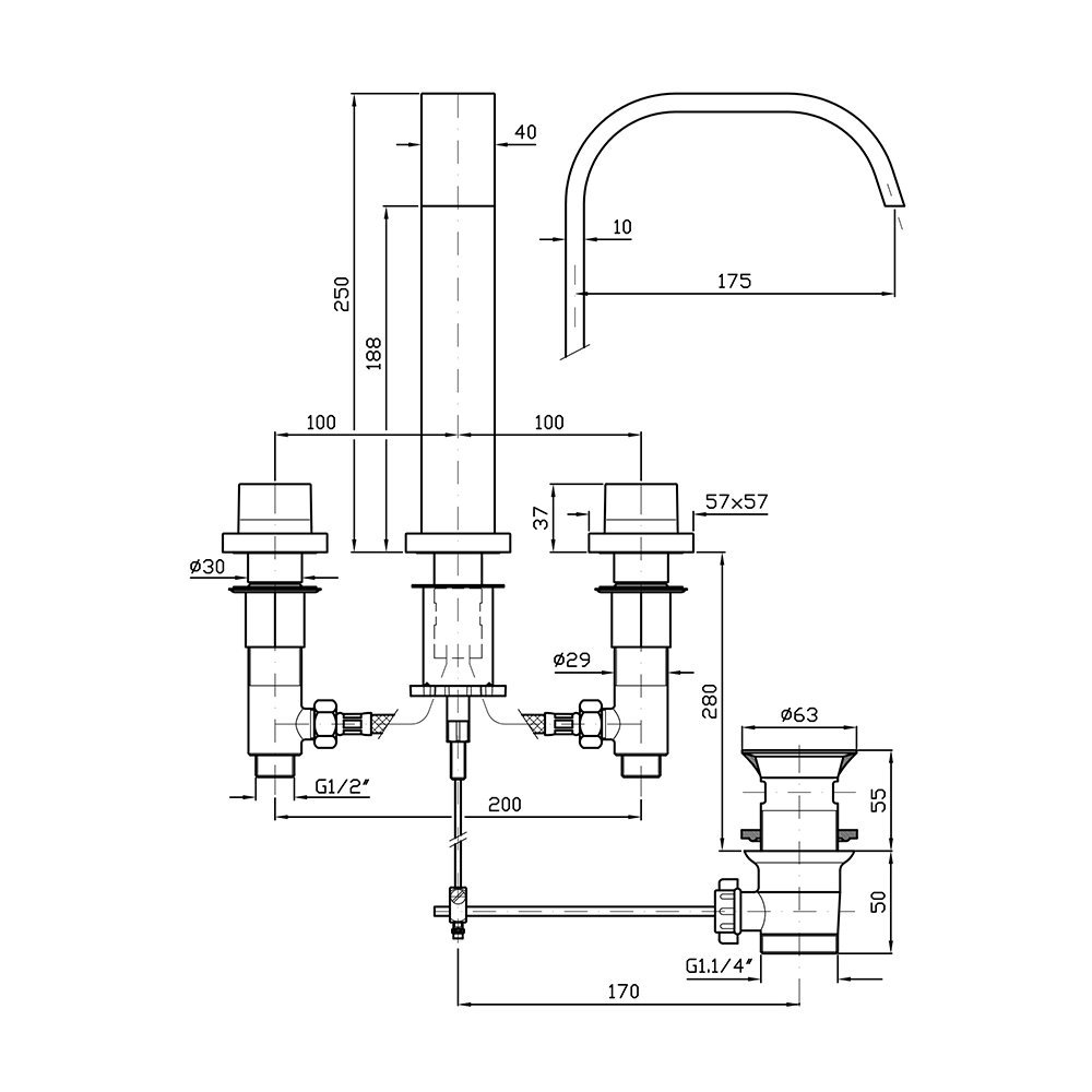 Zucchetti Aguablu Смеситель для раковины, на 3 отв., цвет: хром ZA5416