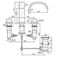 Zucchetti Aguablu Смеситель для биде, на 3 отв., цвет: хром ZA5649