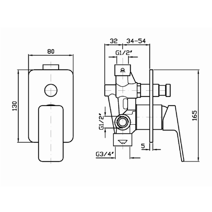 Zucchetti Jingle Смеситель для ванны и душа встроенный, однорычажный, цвет: хром ZIN121