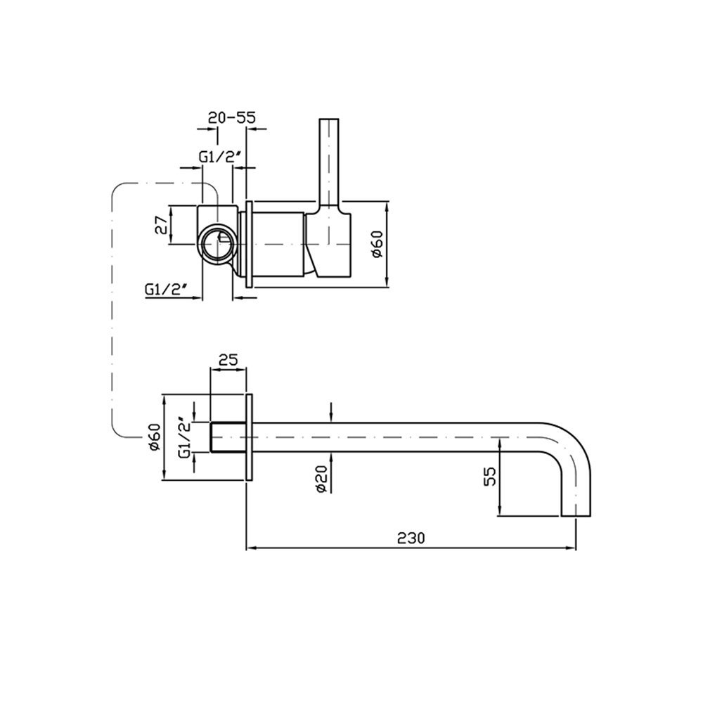 Zucchetti Pan Смеситель для раковины на 2 отв., однорычажный, излив 23 см, цвет: хром ZP6123