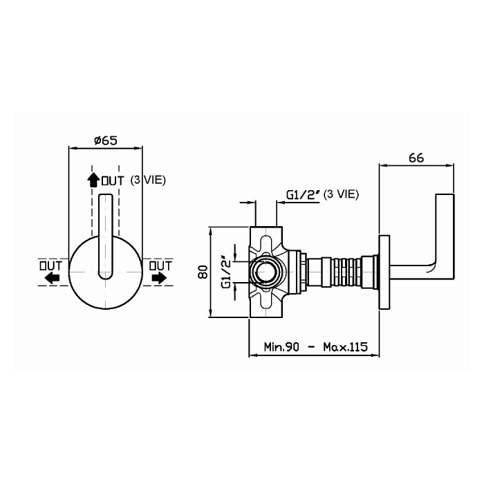 Zucchetti Simply Beautiful Запорный вентиль 2-х канальный, для встр. смесителей, цвет: хром Z94599