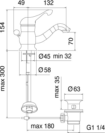 Смеситель Treemme Piccadilly  для раковины 2110.UU.PL