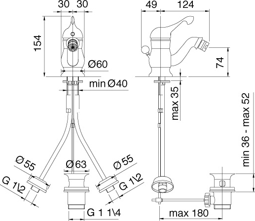Treemme Piccadilly Смеситель для биде, цвет: золото 2120.DD.PL
