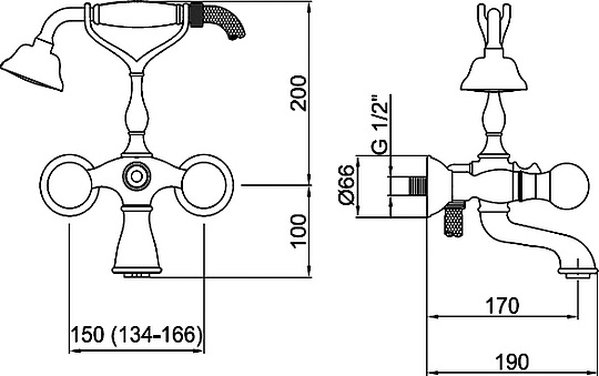 Webert Karenina Смеситель для ванны, цвет: бронза KA720201065