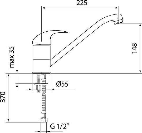 Смеситель Webert Sax  для кухонной мойки, хром SX920102015