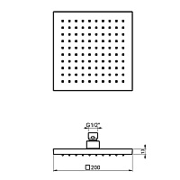Almar Square 200 Верхний душ без кронштейна 20х20 см, 1 режим, цвет: chrome E044078.CR