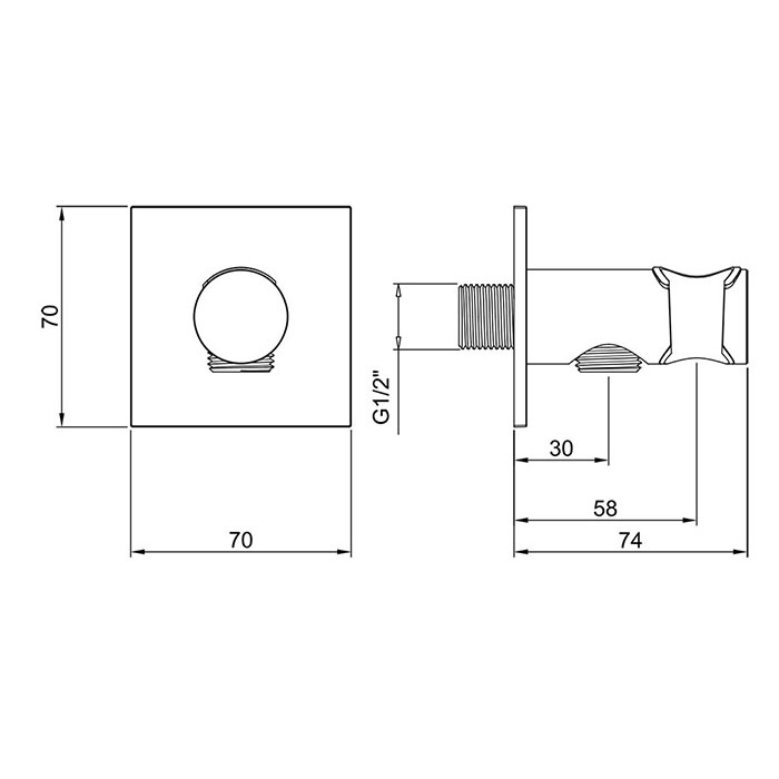 Almar Square Шланговое подключение для лейки с держателем, цвет: chrome E095039.CR