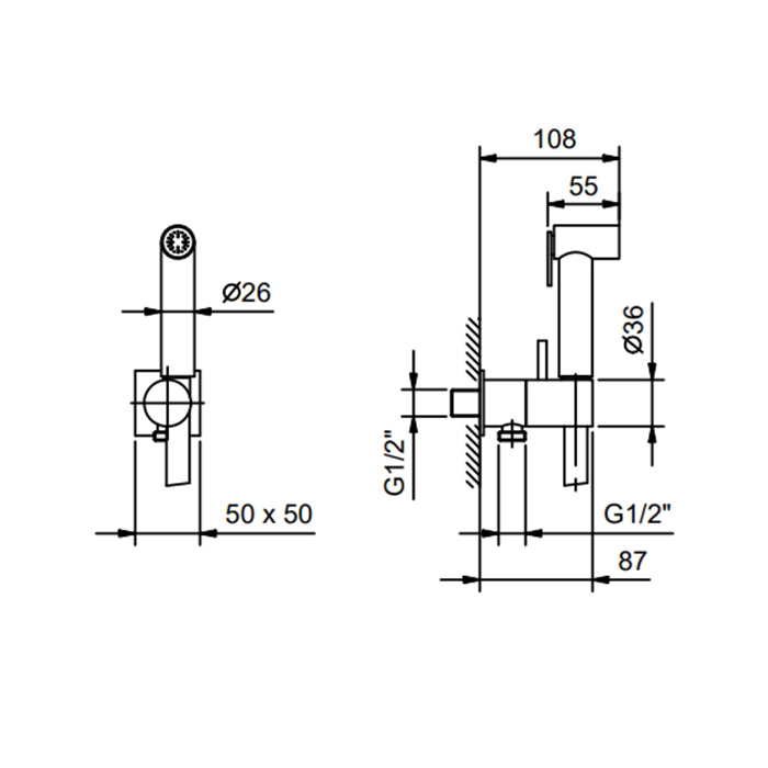 Fantini Гидроёршик/гигиенический душ, цвет: Matt Gun Metal PVD 91 P5 8487