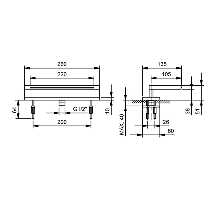 Fantini AK/25 Излив для ванны 10,5 см, набортный, цвет: Matt Gun Metal PVD 48 P5 T045
