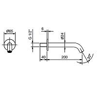 Fantini Nostromo Излив смесителя для раковины 20 см, настенный, цвет: черный матовый 50 13 8430