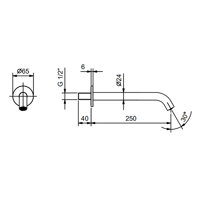 Fantini Nostromo Излив смесителя для раковины 25 см, настенный, цвет: черный матовый 50 13 8431