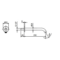 Fantini Nostromo Излив смесителя со стены для раковины, цвет: хром 50 02 8431