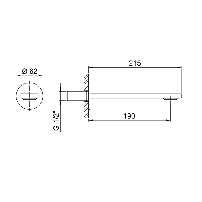 Fantini Venezia Излив для ванны 19 см, настенный, цвет: хром 29 02 C945
