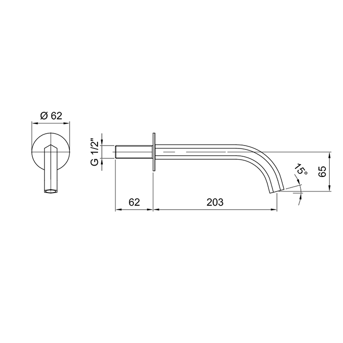 Fantini Venezia Излив для ванны 20,3 см, настенный, цвет: хром 29 02 8315