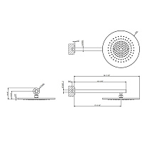 Gessi 316 Bath-Shower Верхний душ 36 см, кронштейн настенный 45 см, цвет: warm bronze brushed PVD 54148#726