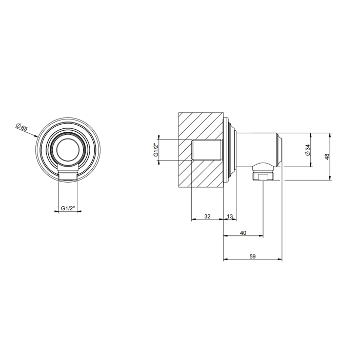 Gessi Venti20 Шланговое подключение, цвет: chrome 65169#031