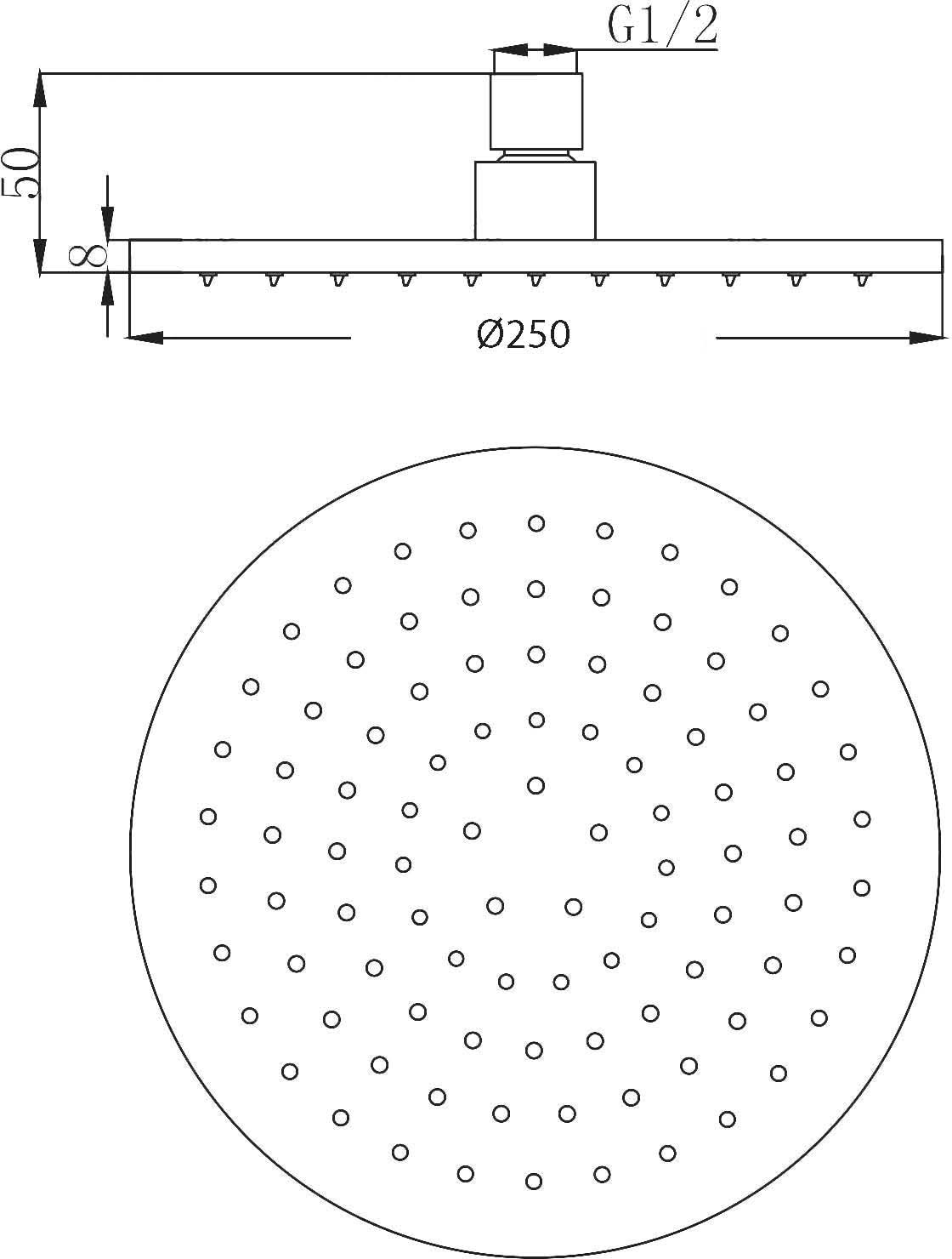 Migliore Latino Верхний душ, 25х25хh5 см, цвет: хром 29656