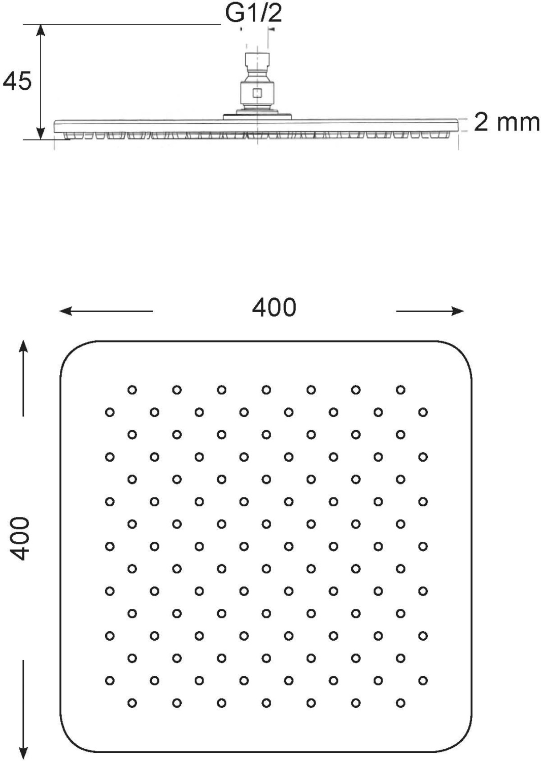 Migliore Rimini Верхний душ, 40х40хh4,5 см, цвет: хром 29664