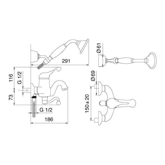 Treemme Piccadilly Смеситель для ванны, цвет: хром 2100CC