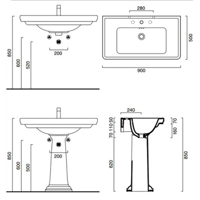 Catalano Comfort Раковина подвесная 90x50x23h см, 1 отв., с переливом, Cataglaze, цвет: белый глянц. 190CV00