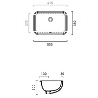 Catalano Italy Раковина встраиваемая снизу 50x35 см, с переливом, покр Cataglaze, цвет: белый глянц. 0727500001