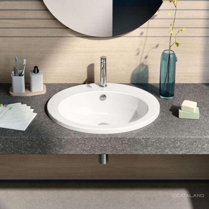 Catalano Italy Раковина встраиваемая сверху 61x51 см 1 отв с переливом Cataglaze, цвет: белый глянц. 0725611001