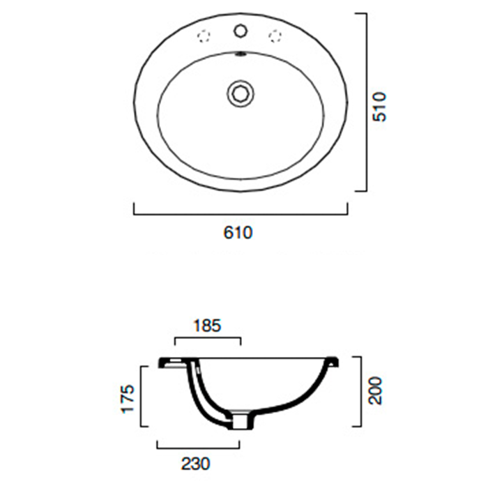 Catalano Italy Раковина встраиваемая сверху 61x51 см 1 отв с переливом Cataglaze, цвет: белый глянц. 0725611001
