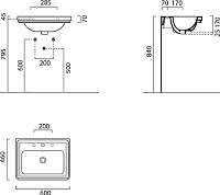 GSI Classic Раковина подвесная 60x46 см, 1 отверстие, с переливом, без д/к, цвет: белый глянцевый 8731111