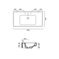 Catalano Comfort Раковина подвесная 105x54x20h см, 1 отв, с переливом, Cataglaze, цвет: белый глянц. 1105CV00