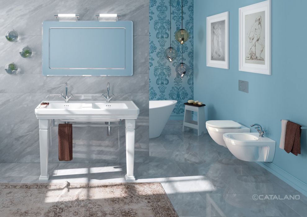 Catalano Comfort Раковина подвесная 125x54x20h см, 1 отв, с переливом, Cataglaze, цвет: белый глянц. 1125CV00