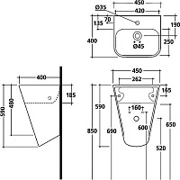 Galassia Meg11 Monolith Рукомойник 45x40 см 5407M