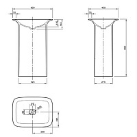 Knief Glam Раковина напольная 60х45х86h cм, K-Stone, выпуск в пол, цвет: белый матовый 0600-082-01