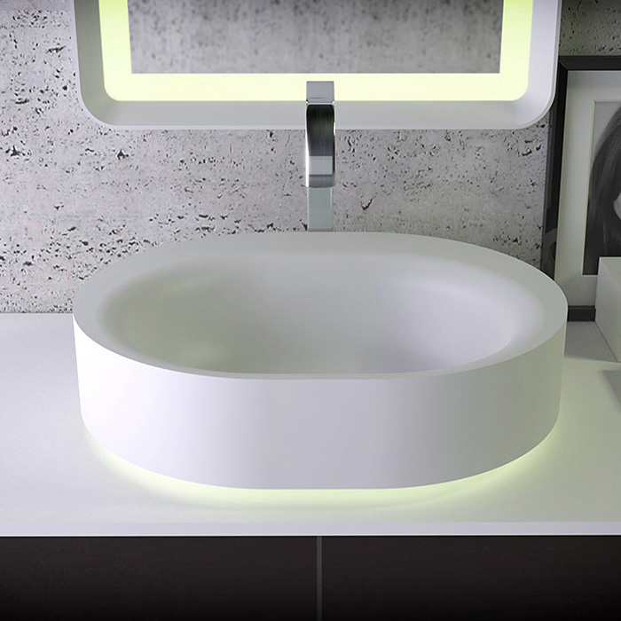 Knief Moon Раковина чаша 55х45х16h см, K-Stone, без отверстия под смеситель, цвет: белый матовый 0600-032-01