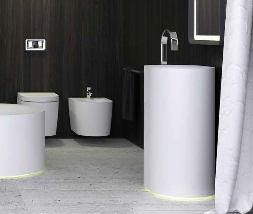 Knief Moon Раковина напольная 55х45х90h см, K-Stone, c выпуском и сифоном, цвет: белый матовый 0600-031-01