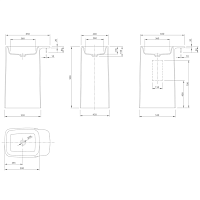 Knief Pride Раковина напольная 67х43х90h см, K-Stone, выход в пол, цвет: белый матовый 0600-071-01