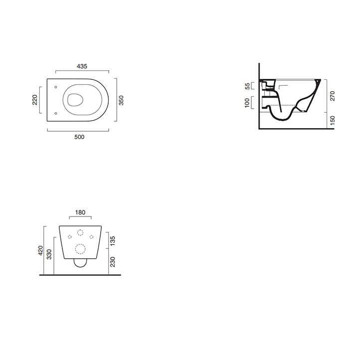 Catalano Zero Унитаз подвесной безободковый 35x50 см, смыв торнадо, Cataglaze, цвет: белый глянцевый 0111500001